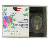 JICO 78 RPM replacement for Shure N-91-3 stylus in packaging