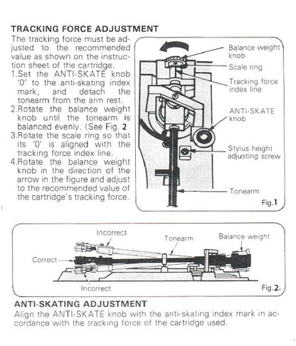 Tracking Force adjustment guide