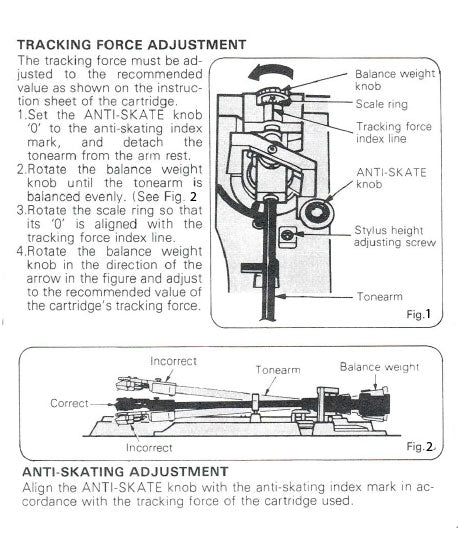 Tracking Force adjustment guide