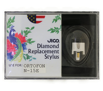 JICO replacement Ortofon N-15E stylus in packaging