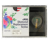 JICO 78 RPM replacement for Shure N-75-3 stylus in packaging